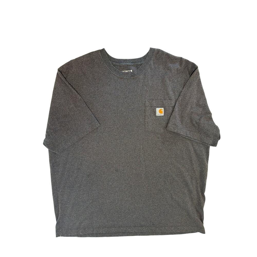 Carhartt Shirt Mens 2XL Gray Short Sleeve Loose Fit Front Pocket Work Outdoor